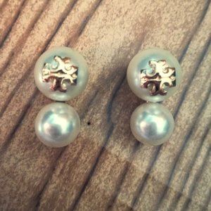 Tory Burch White Evie Pearl Earrings